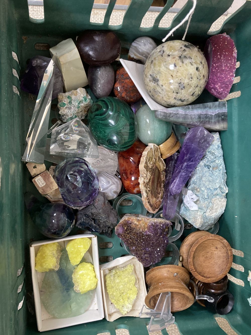A collection of minerals and fossils